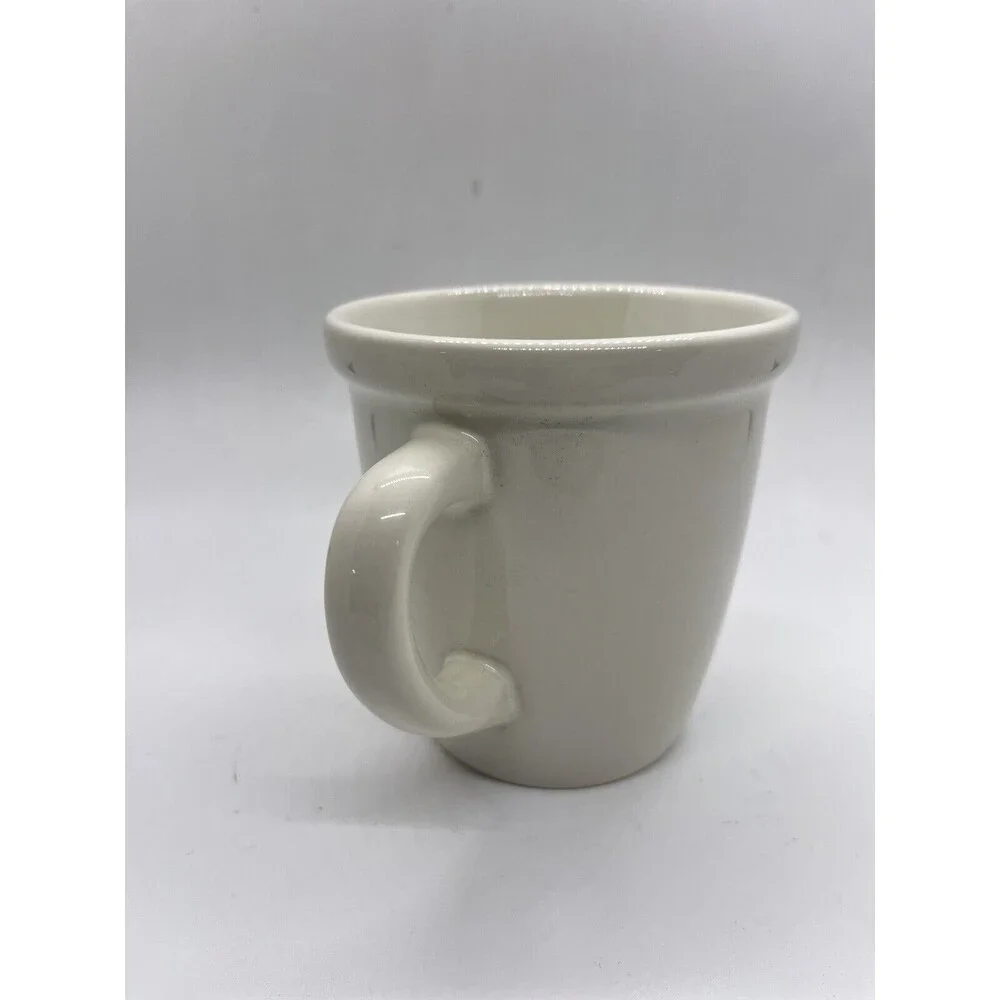 Crate & Barrel White Coffee Mug Tea Cup with Handle and Rim